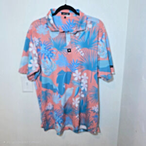 Bad Birdie Floral Golf Polo Shirt Men’s Size XL Performance Tropical Floral